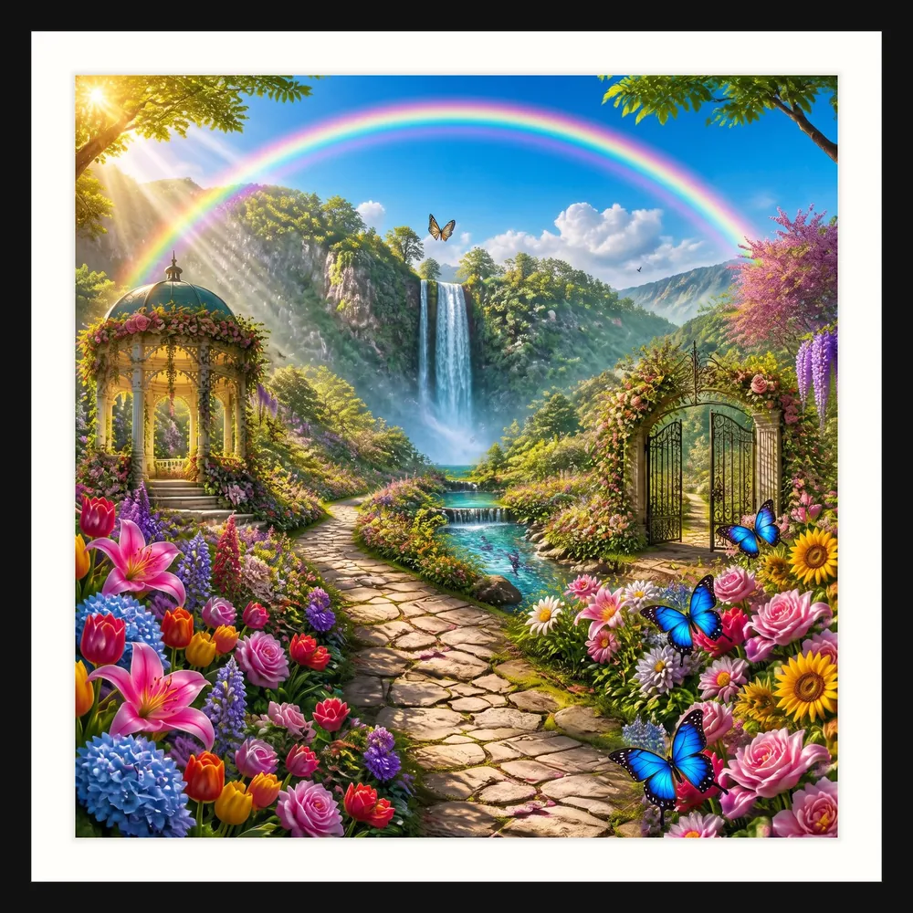 Rainbow Garden — Framed Fine Art Print — Radiant colourway